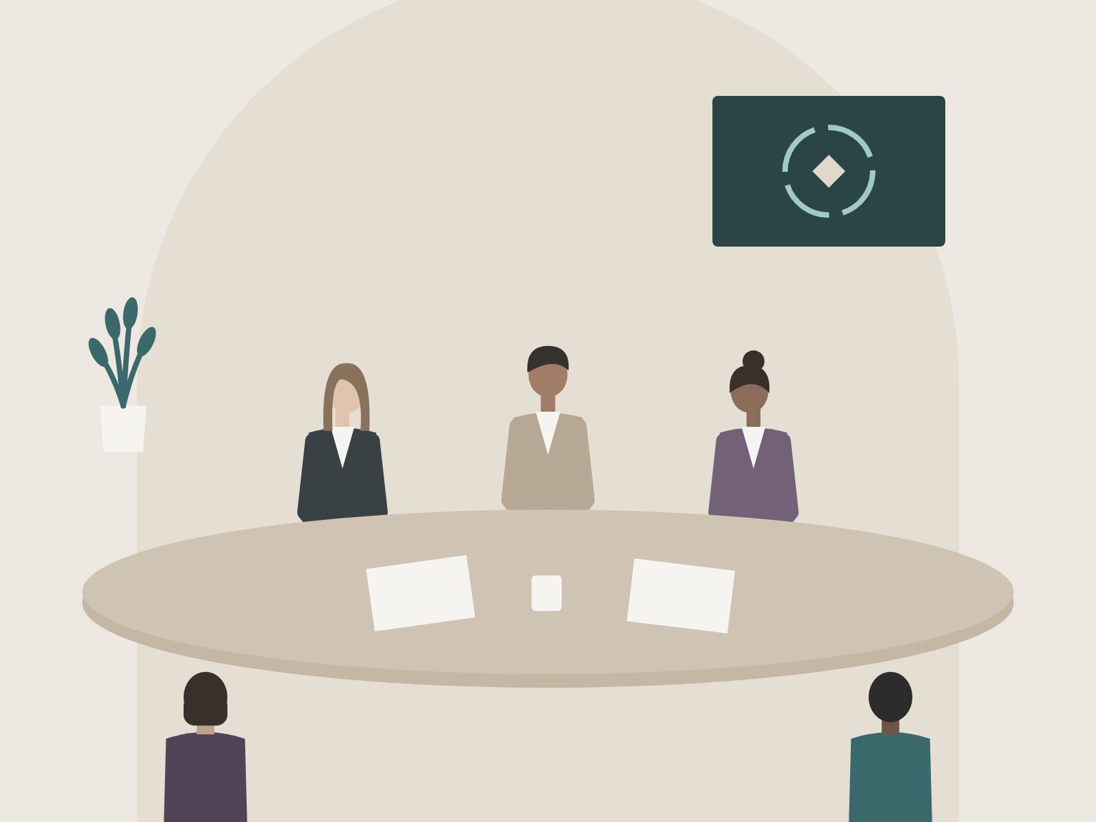 Colleagues collaborating around a table